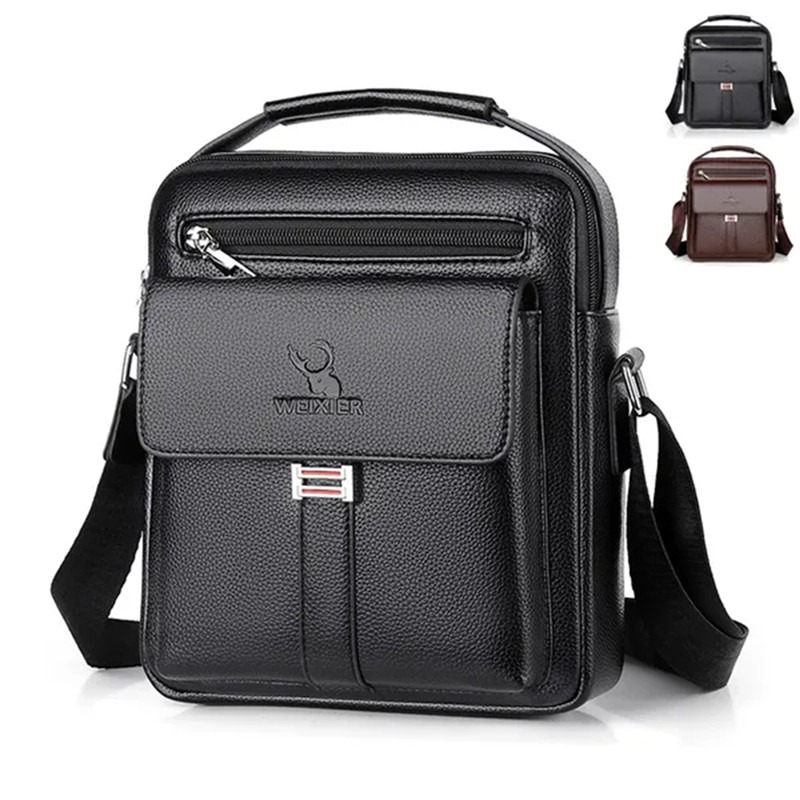 Leather Work Bag Men - بو الجلود حقيبة الكتف للرجال ،