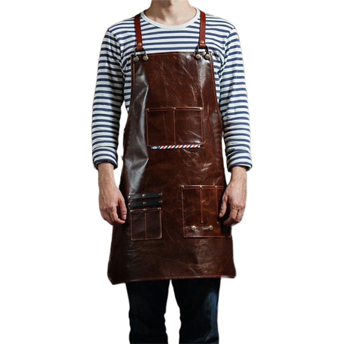 Leatherwork Workshop - مريلة عمل جلدية للرجال مع جيوب