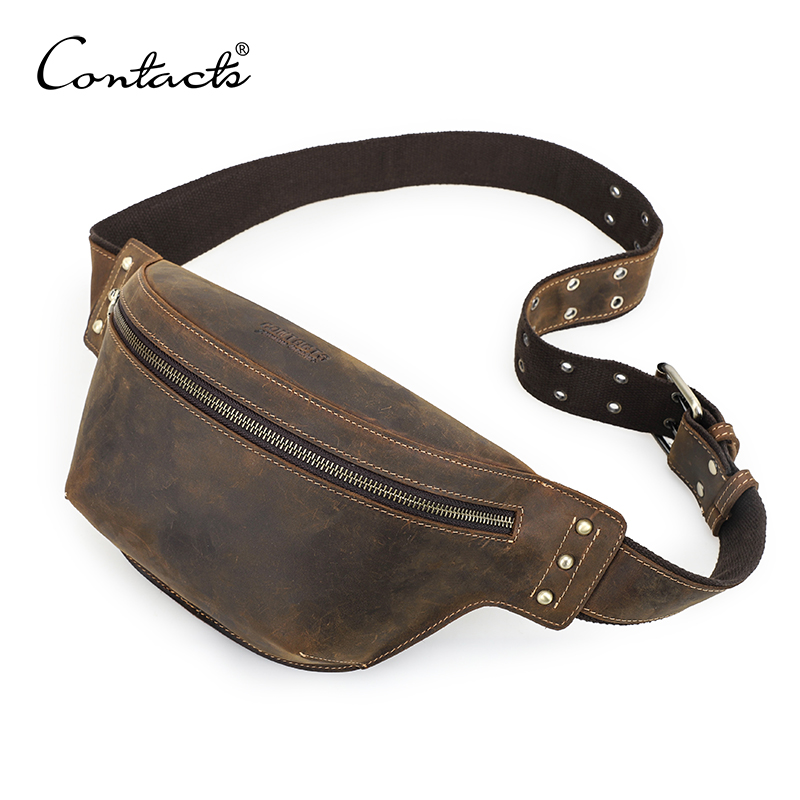 Leather Work Bag Men - CONTACT'S حقائب الخصر الجلدية الأصلية كريزي