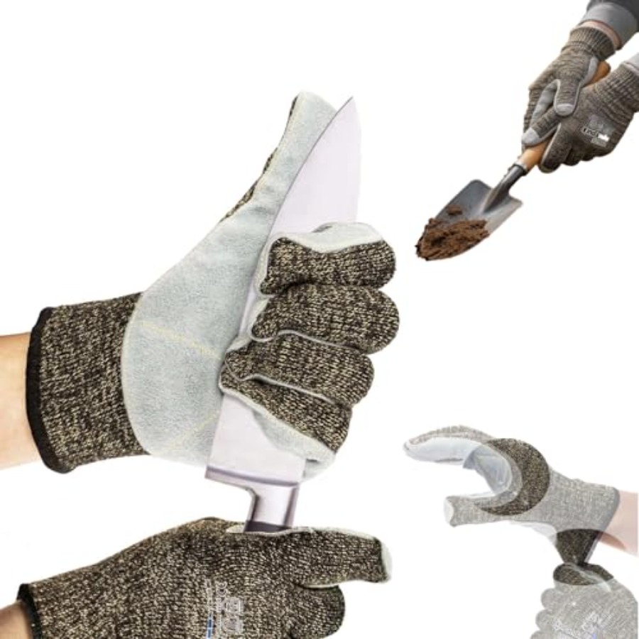 قفازات عمل للحدائق: مقاومة للق - مراجعة Leatherworking Leveling وسعره