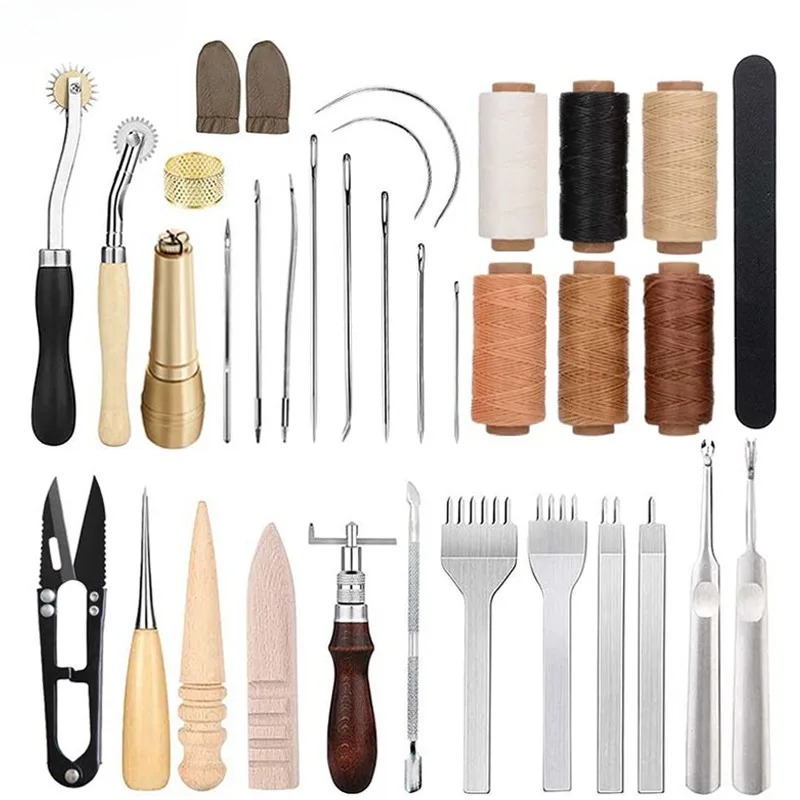 25 قطعة من أدوات العمل بالجلد  - مراجعة Leatherwork Beginner Tools وسعره