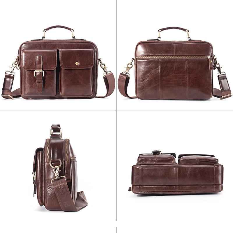 العلامة التجارية الجديدة جلد ا - مراجعة Leather Work Bag Men وسعره